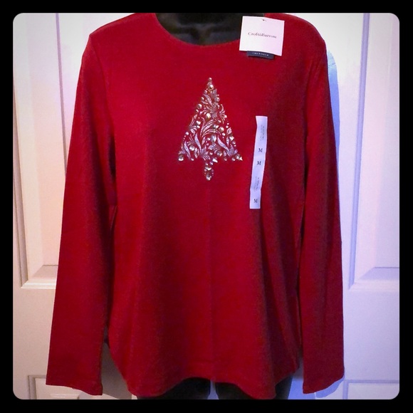 croft & barrow Tops - 🎄NWT EMBELLISHED CHRISTMAS TREE TSHIRT Size M